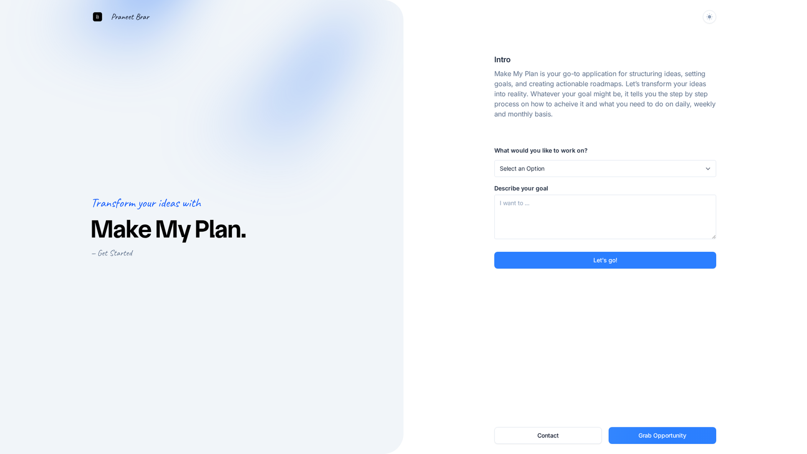 Make My Plan Demo Screenshot
